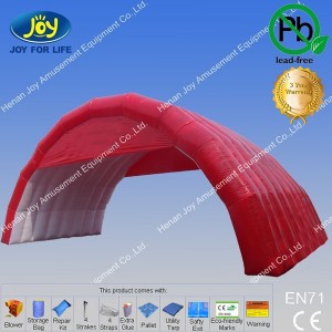 Large red inflatable shelter for party